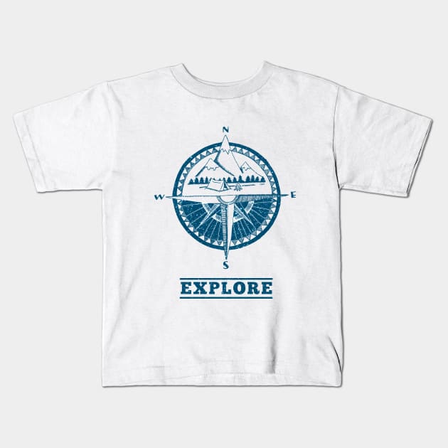 Explore Compass Kids T-Shirt by caroarai